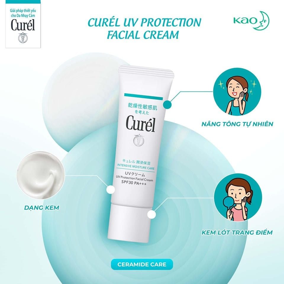 Kem Chống Nắng Curél Cho Da Khô, Nhạy Cảm UV Protection Face Cream SPF 30/PA+++ 30g