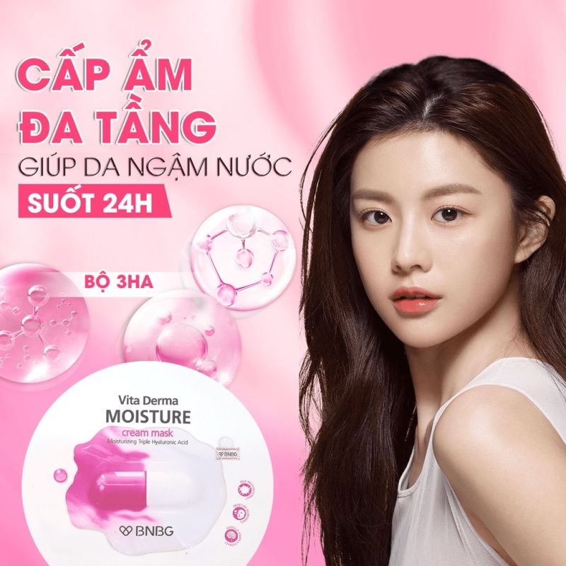 Mặt Nạ Kem Dưỡng Da Ẩm Mịn, Giúp Da Trắng Hồng BNBG Vita Derma Moisture Cream Mask 30ml