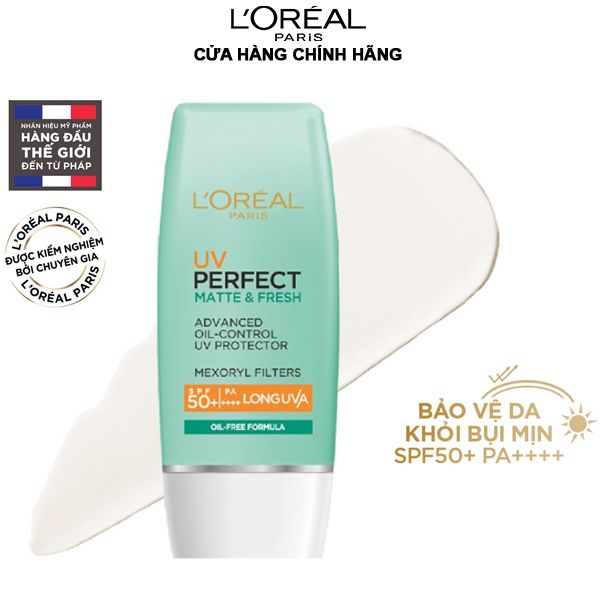 Kem Chống Nắng Kiềm Dầu L'Oreal Uv Perfect Matte & Fresh Advanced Oil Control Sunscreen UV Protector SPF50+/PA++++