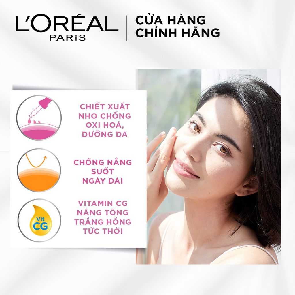 Kem Chống Nắng L'Oreal Hỗ Trợ Dưỡng Sáng Da UV Perfect Rosy White SPF50/PA++++ 30ml