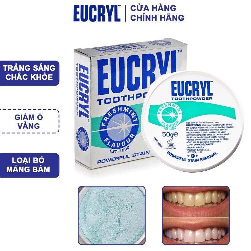 Bột Tẩy Trắng Răng Eucryl Toothpowder Freshmint 50g