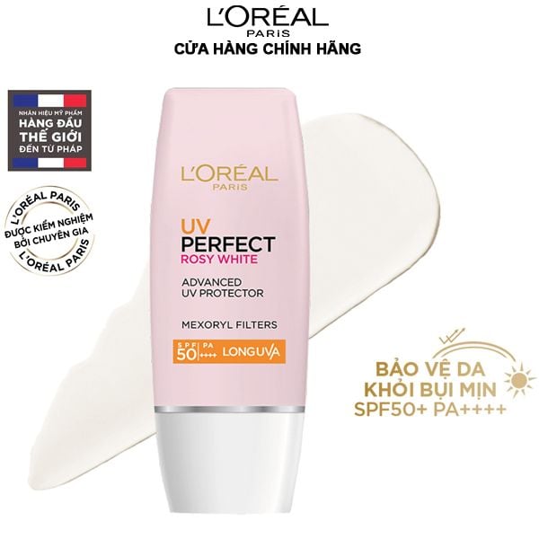 Kem Chống Nắng L'Oreal Hỗ Trợ Dưỡng Sáng Da UV Perfect Rosy White SPF50/PA++++ 30ml