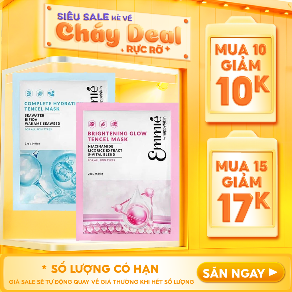 Mặt Nạ Emmié By HappySkin Cấp Ẩm, Dưỡng Sáng Da Tencel Mask