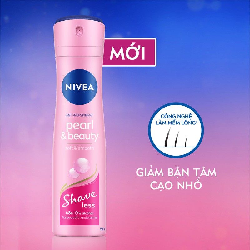 Xịt Ngăn Mùi Ngọc Trai, Hỗ Trợ Dưỡng Da Sáng Mịn Nivea Anti-Perspirant Pearl & Beauty Soft Smooth Shaveless 150ml