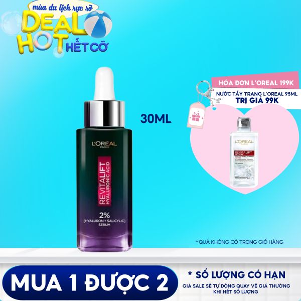 Serum Kiềm Dầu Ban Đêm Niacinamide 2% L'Oreal Revitalift Hyaluronic Acid Oil Control Serum 30ml