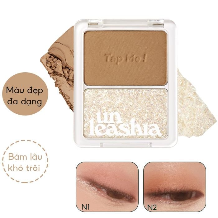 Bảng Phấn Mắt 2 Màu Ánh Nhũ Lung Linh Unleashia Tap Me Palette Duo 8.4g - Màu N2 Groovy