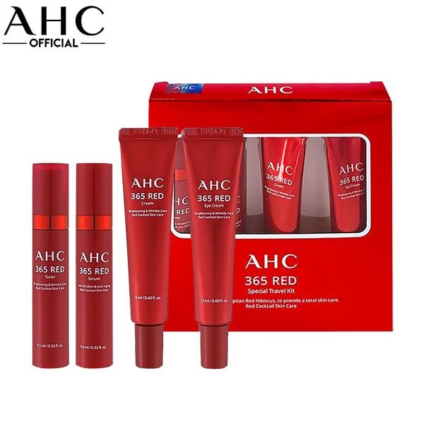 [4 Items] Bộ Kit Dưỡng Chống Lão Hóa, Làm Sáng Da AHC 365 Red Special Travel Kit