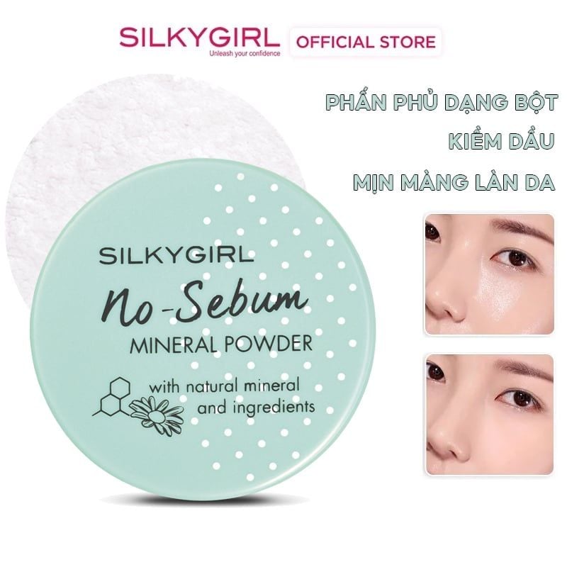 Phấn Phủ Silkygirl Dạng Bột Kiềm Dầu Cho Da Mịn Màng No Sebum Mineral Powder 5g