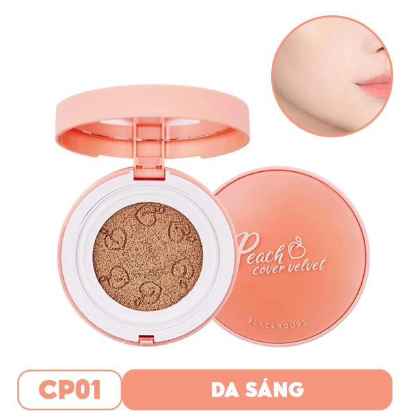 Phấn Nước Black Rouge Dưỡng Ẩm, Che Phủ Tốt Peach Cover Velvet Cushion SPF50+/PA++++ 14g #CP02-DA TỰ NHIÊN