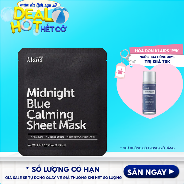 Mặt Nạ Làm Dịu, Hỗ Trợ Giảm Kích Ứng, Phục Hồi Da Klairs Midnight Blue Calming Sheet Mask 25ml
