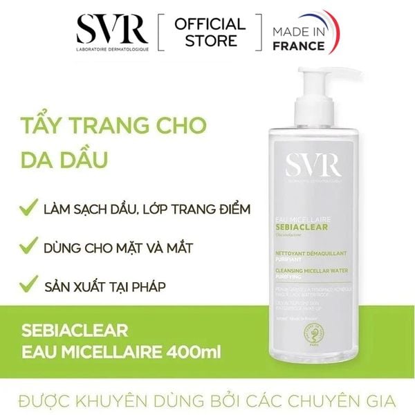  Nước Tẩy Trang SVR Làm Sạch Sâu, Hỗ Trợ Giảm Dầu Nhờn Sebiaclear Eau Micellaire 