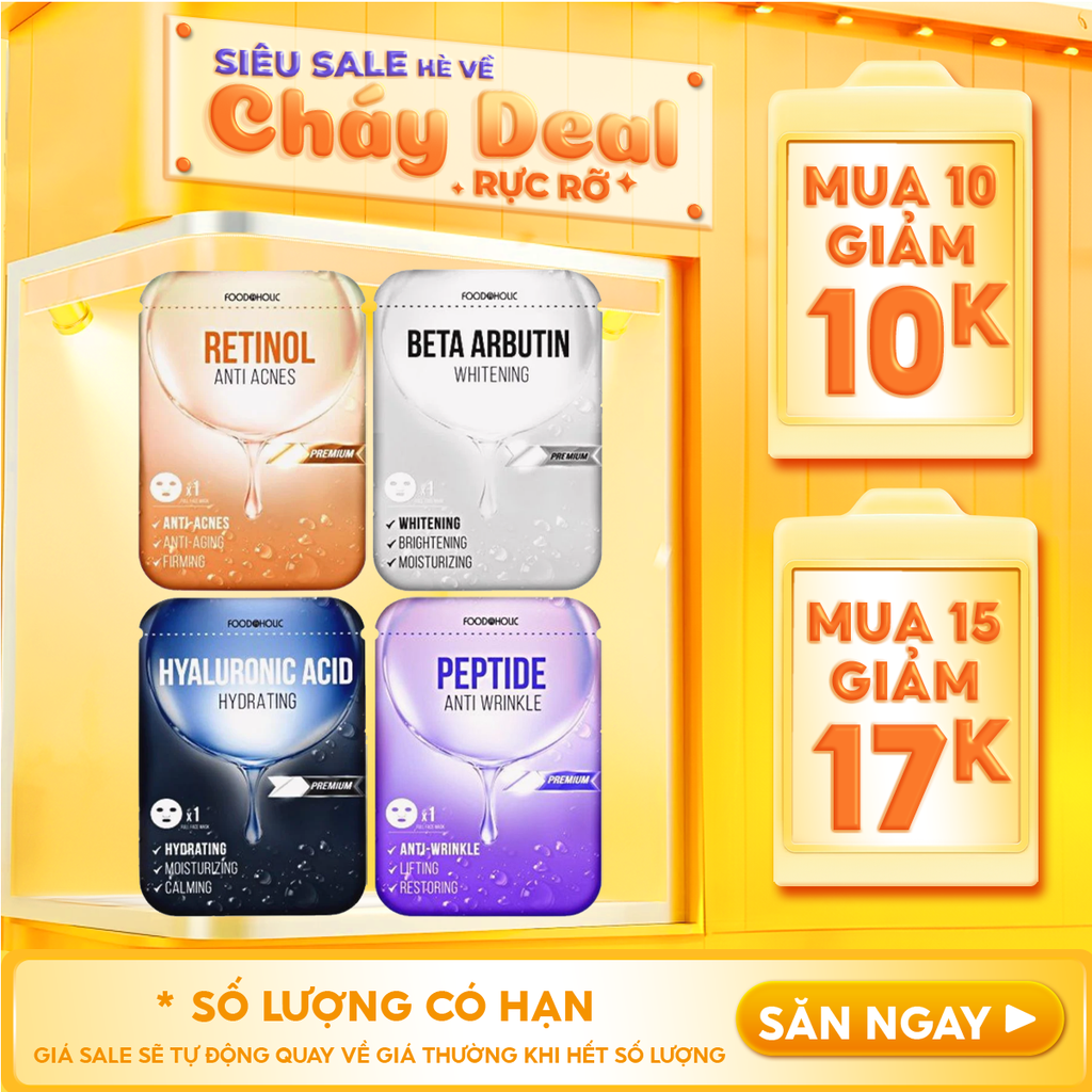 [4 GIẢI PHÁP] Mặt Nạ Hỗ Trợ Dưỡng Trắng, Dưỡng Ẩm, Ngăn Lão Hóa Foodaholic Mask 23ml