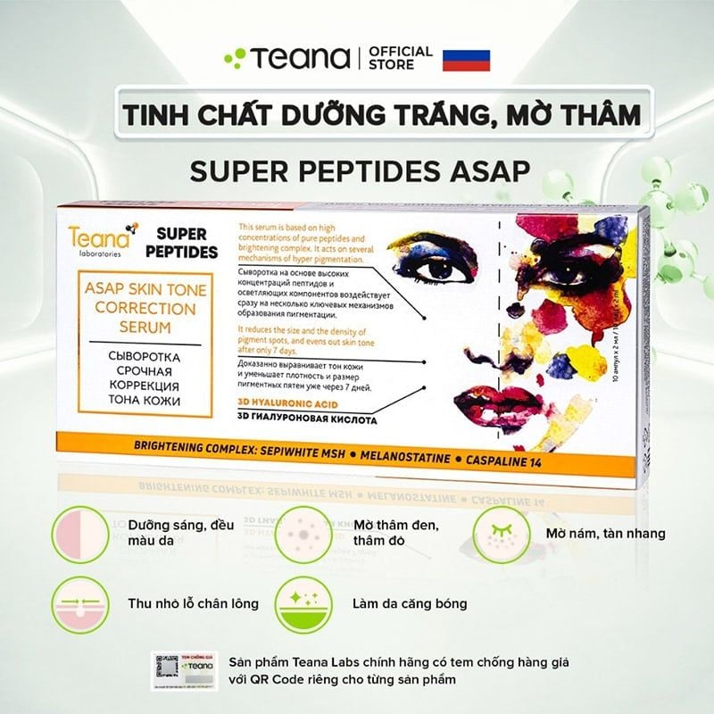 Serum Teana Hỗ Trợ Dưỡng Sáng Da, Mờ Thâm Nám Super Peptides ASAP Skin Tone Correction Serum