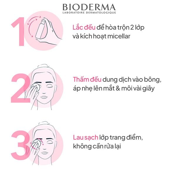  Tẩy Trang Mắt Môi Bioderma Sạch Thoáng, Mềm Mịn Sensibio H2O Eye 125ml 