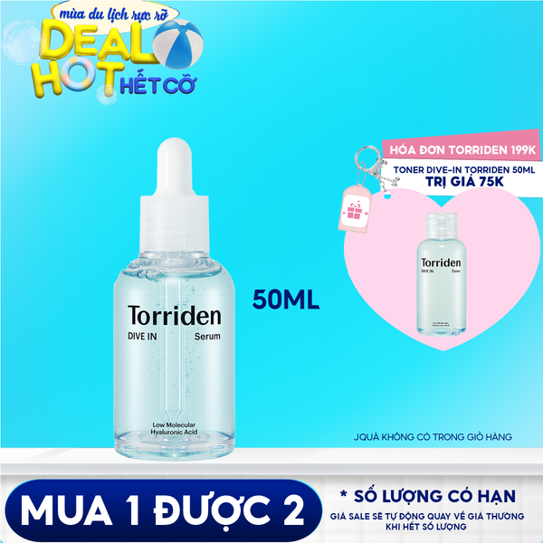 Serum Torriden Tinh Chất Thuần Chay Cấp Ẩm, Làm Dịu Da Torriden Dive-In Low Molecular Hyaluronic Acid Serum 50ml