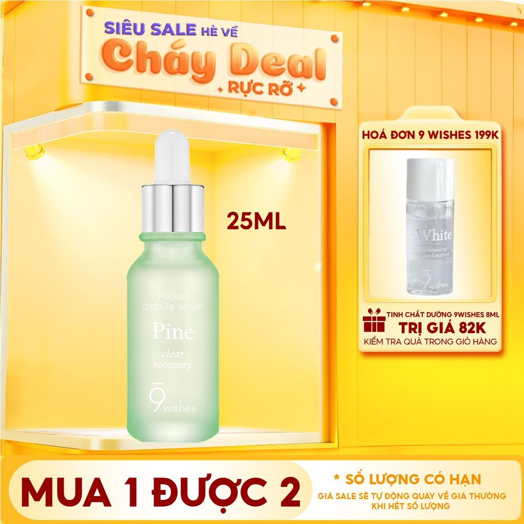 Serum 9 Wishes Thu Nhỏ Lỗ Chân Lông 9 Wishes Pine Clear Recovery Ampule Serum 25ml