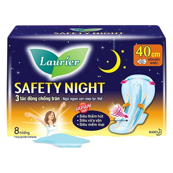 Băng Vệ Sinh Ban Đêm Siêu Nhiều 40cm Laurier Safety Night - 8 Miếng (Che tên sản phẩm khi giao hàng)