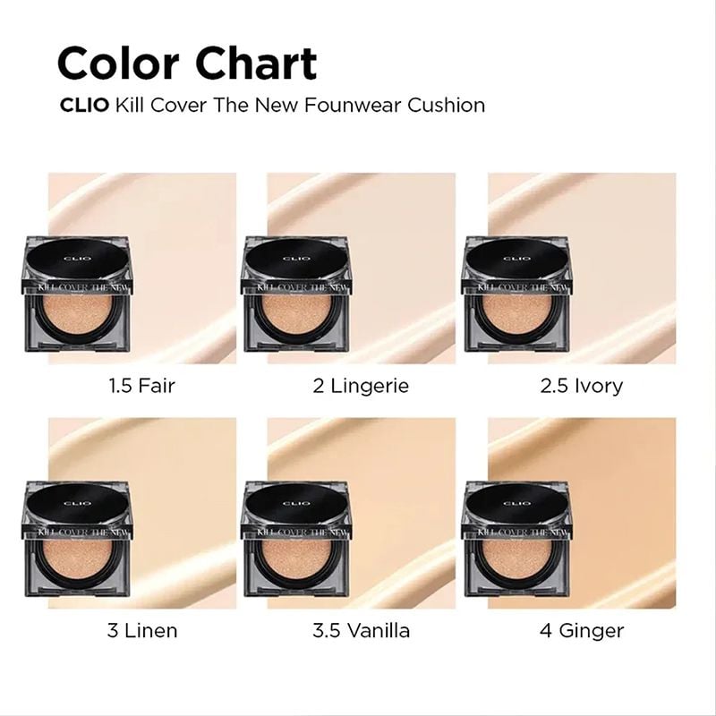 Phấn Nước Che Phủ Cao, Lớp Nền Mịn Lì, Lâu Trôi Clio Kill Cover The New Founwear Cushion SPF50+ PA+++