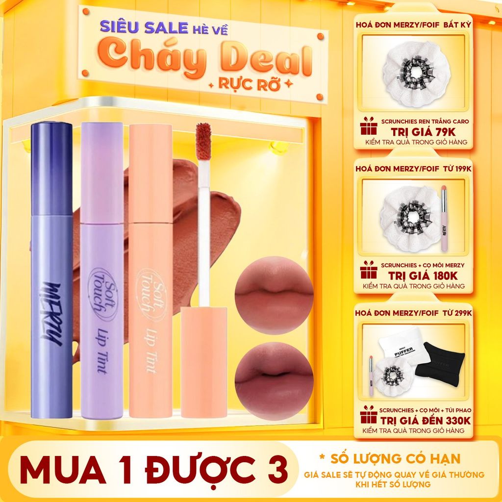 [SL1 - SL14] Son Kem Merzy Siêu Lì, Siêu Mịn Môi Soft Touch Lip Tint 3g