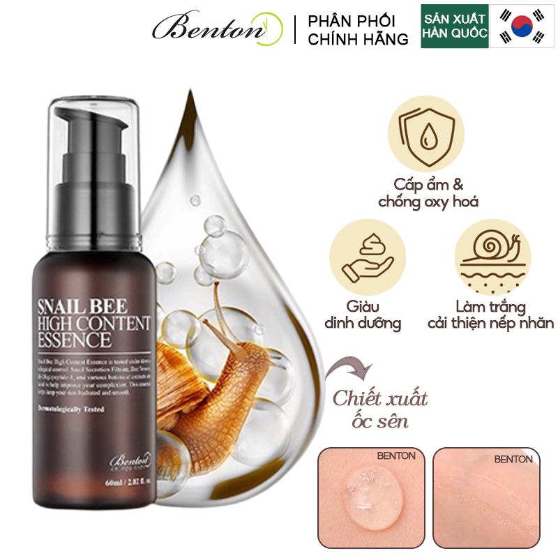 Serum Benton Phục Hồi Da, Giúp Da Săn Chắc Chiết Xuất Ốc Sên Benton Snail Bee High Content Essence