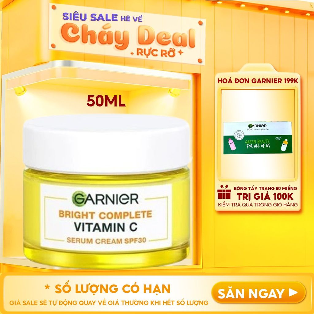 Kem Dưỡng Garnier Hỗ Trợ Sáng Da Ban Ngày Light Complete Whitening Serum Cream SPF30 50ml