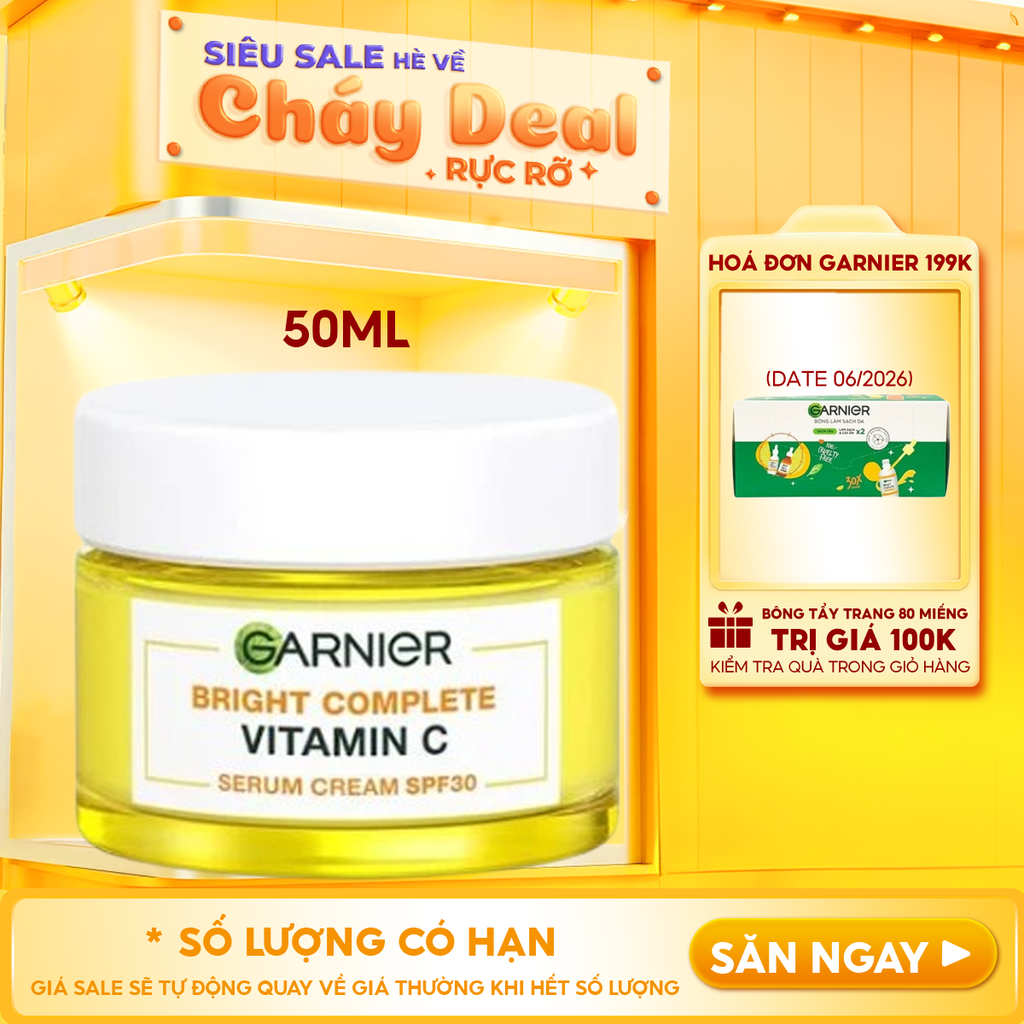 Kem Dưỡng Garnier Hỗ Trợ Sáng Da Ban Ngày Light Complete Whitening Serum Cream SPF30 50ml