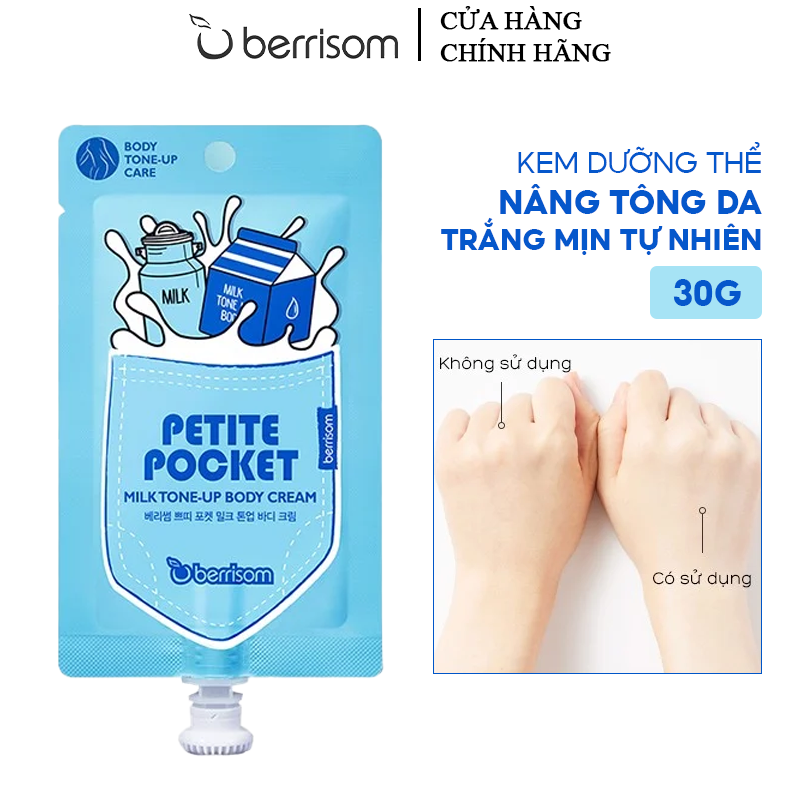 Kem Dưỡng Thể Giúp Nâng Tông Da Trắng Mịn Tự Nhiên Berrisom Petite Pocket Milk Tone-up Body Cream 30g