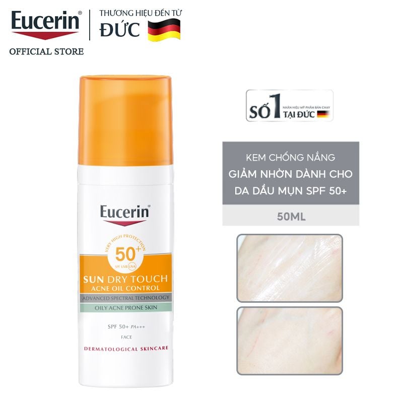 Kem Chống Nắng Dành Cho Da Dầu Mụn Eucerin Sun Dry Touch Oil Control Face 50ml