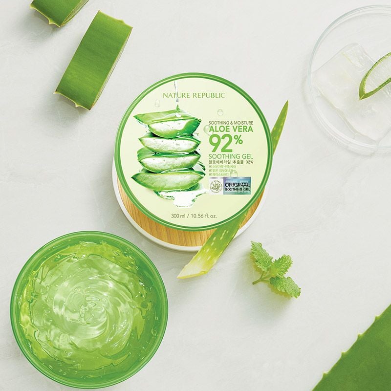 Gel Dưỡng Ẩm Chiết Xuất Lô Hội Cấp Ẩm & Làm Dịu Da Nature Republic Soothing & Moisture Aloe Vera 92% Soothing Gel 300ml