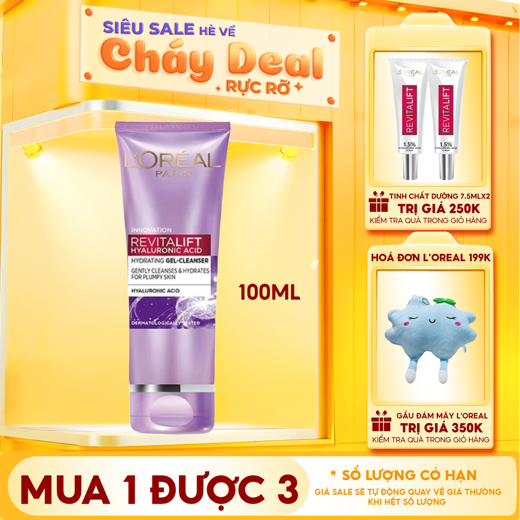 Sữa Rửa Mặt L'oreal Cấp Ẩm Revitalift Hyaluronic Acid Hydrating Gel Cleanser 100ml
