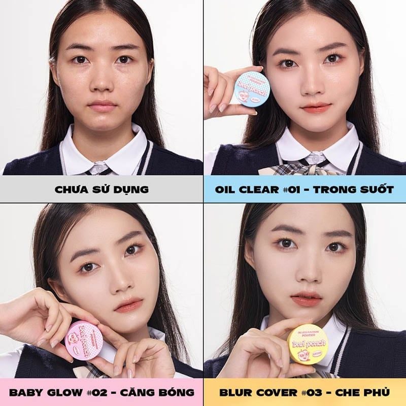 Phấn Phủ Kiềm Dầu, Che Phủ Tốt, Cho Lớp Nền Căng Mịn Bad Peach Oil Less Fun More Powder SPF35/PA++ 4g