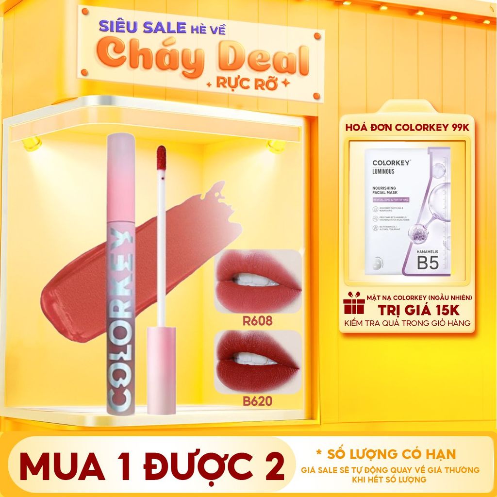 Son Kem Lì Mịn Mượt Lâu Trôi Colorkey Airy Velvet Lip Lacquer 1.7g