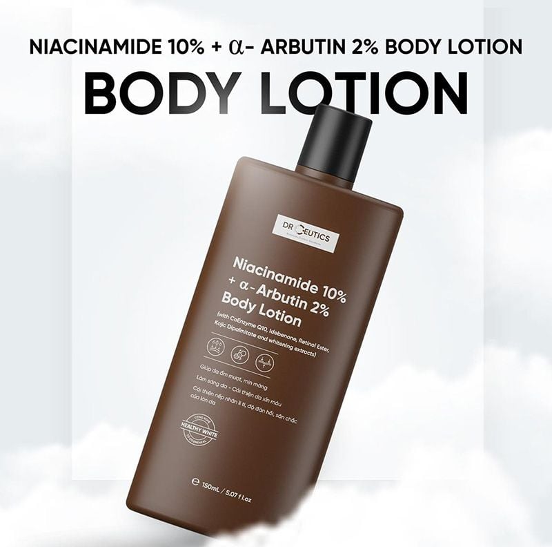 Sữa Dưỡng Thể Hỗ Trợ Dưỡng Trắng Da DrCeutics Niacinamide 10%+ α- Arbutin 2% Body Lotion 150ml