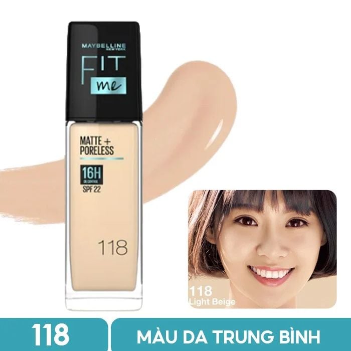 Kem Nền Kiềm Dầu, Cho Lớp Nền Mịn Lì Tự Nhiên Maybelline Fit Me Matte Poreless Foundation 30ml