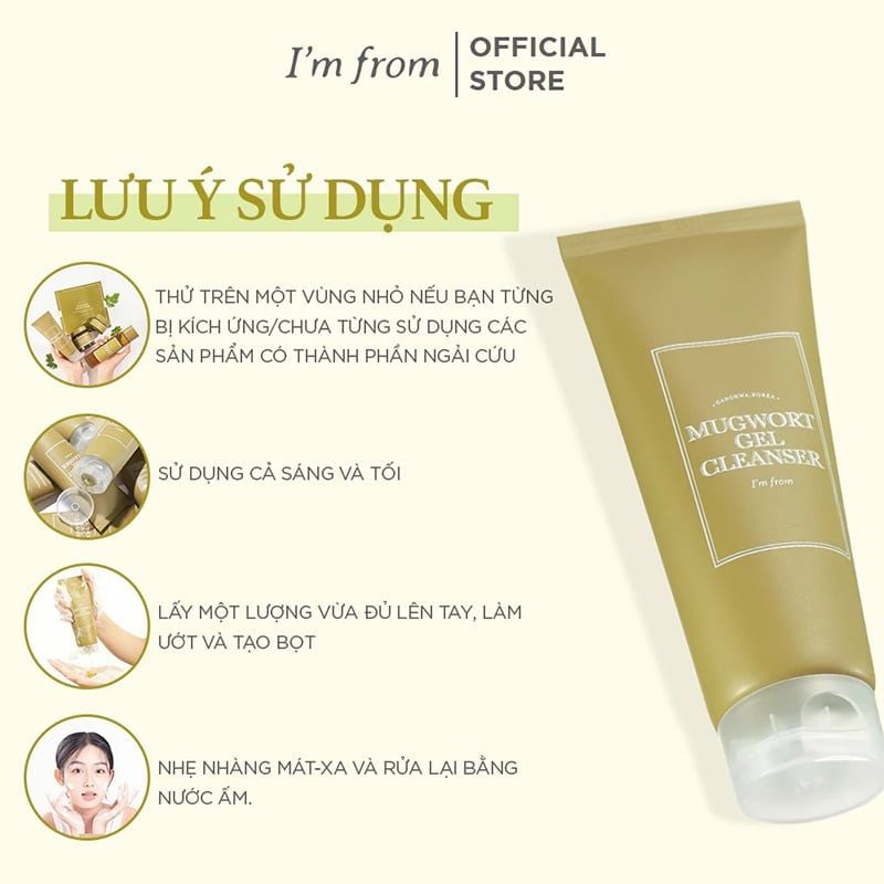 Sữa Rửa Mặt I'm From Sạch Sâu Dịu Nhẹ Chiết Xuất Ngải Cứu Mugwort Gel Cleanser 30ml