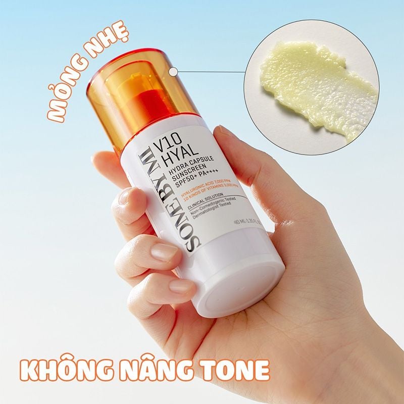 Kem Chống Nắng Some By Mi Dưỡng Ẩm, Làm Dịu Da V10 Hyal Hydra Capsule Suncreen SPF50+ PA++++ 40ml