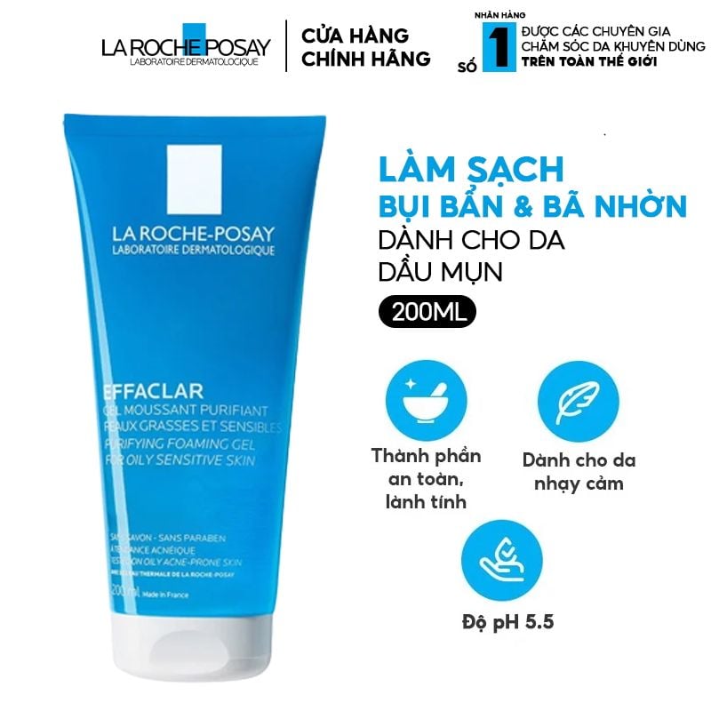 Sữa Rửa Mặt La Roche-Posay Dạng Gel Cho Da Dầu Mụn Effaclar Purifying Foaming Gel For Oily Sensitive Skin
