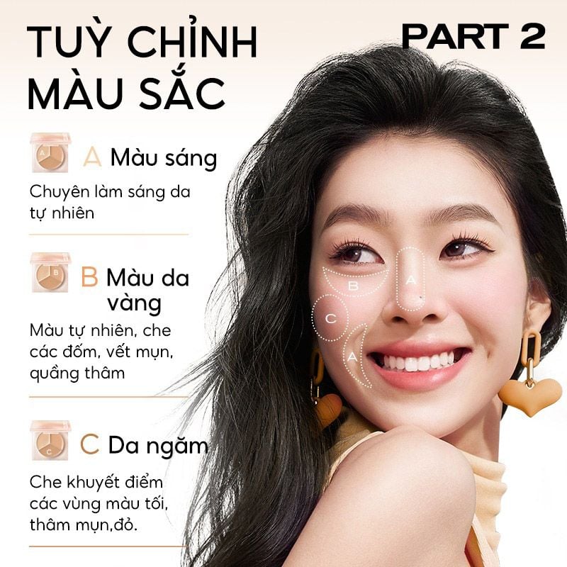 Bảng Che Khuyết Điểm Ba Màu Colorkey Targeting Three-colour Concealer Palette 3.9g