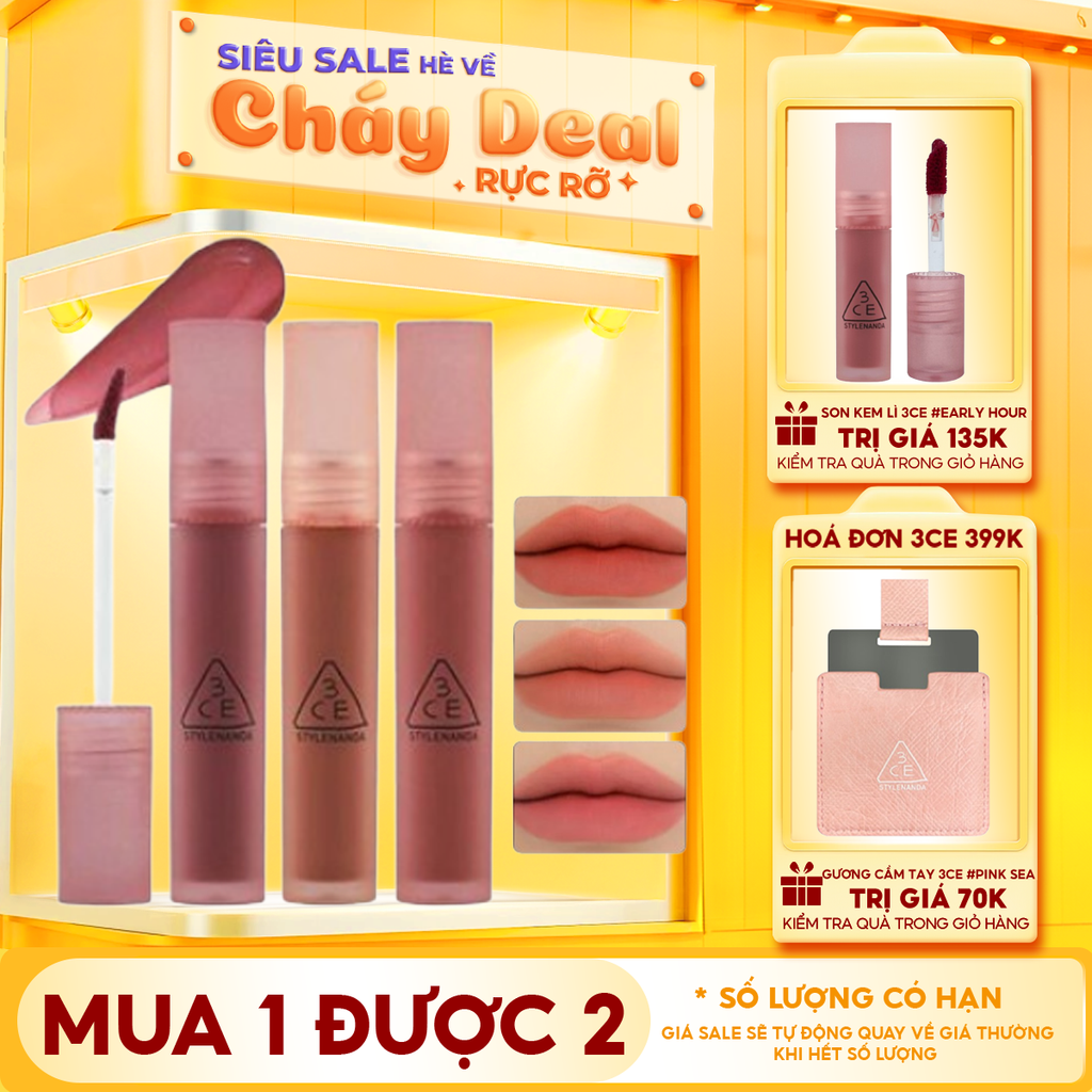 Son Kem Lì 3CE Mịn Mượt Nhẹ Môi Blur Water Tint 4.6g