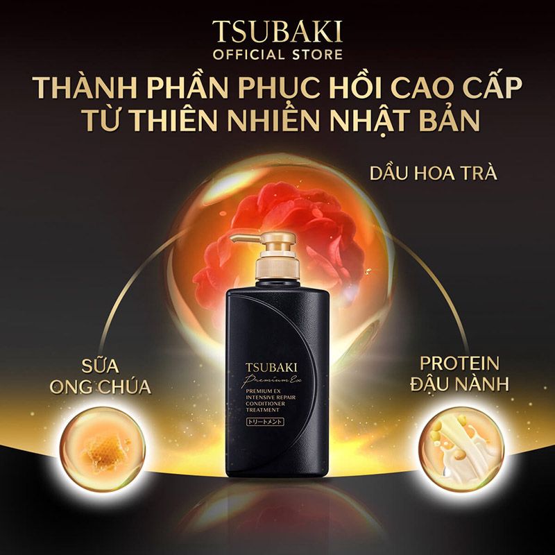 Dầu Xả Phục Hồi Hư Tổn Nặng, Giảm Gãy Rụng Tóc Tsubaki Premium EX Intensive Repair Conditioner Treatment 490ml