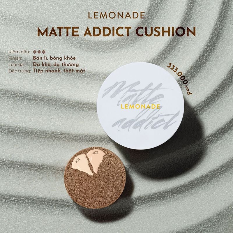 Phấn Nước Trang Điểm Cho Lớp Nền Mỏng Nhẹ, Lâu Trôi Lemonade Matte Addict Cushion 15g SPF50+/PA+++