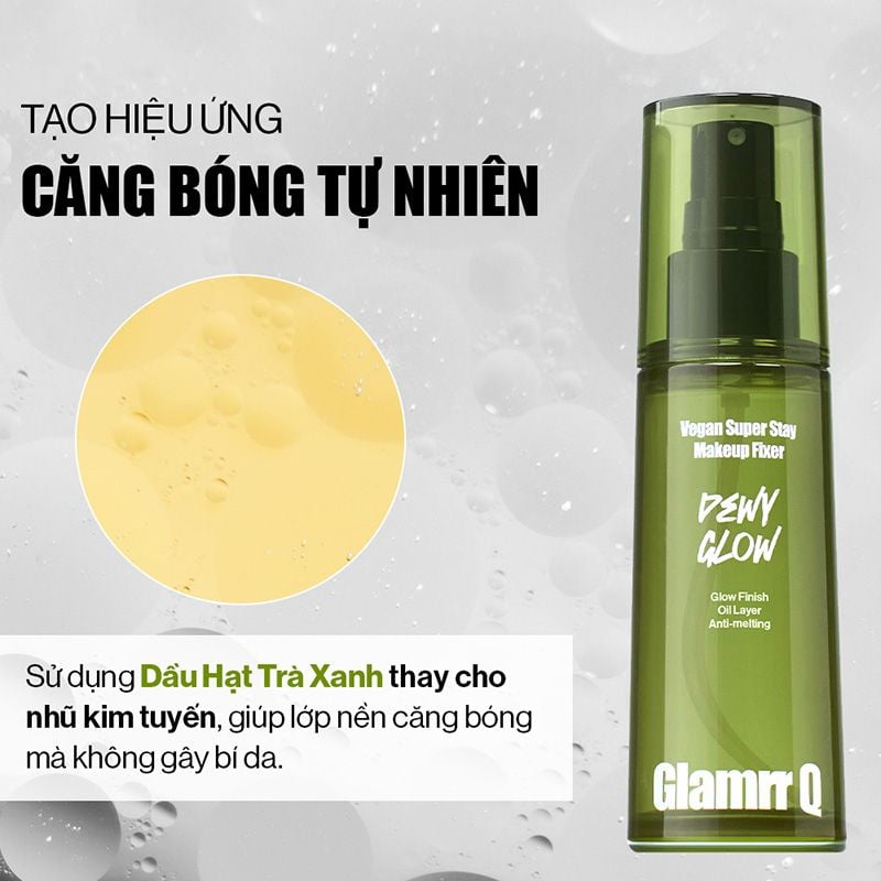 Xịt Khóa Nền Glamrr Q Cố Định Trang Điểm Thuần Chay Cho Da Nhạy Cảm Vegan Super Makeup Fixer