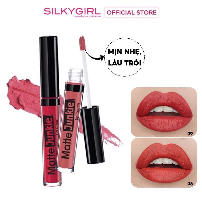 Son Kem Lì Nhẹ Môi, Giữ Môi Luôn Căng Mọng, Lâu Trôi Silkygirl Matte Junkie Lip Cream 5.8g #05 VIXEN