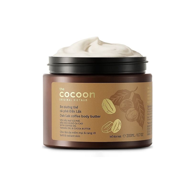 Bơ Dưỡng Thể Chiết Xuất Cà Phê Cấp Ẩm Dưỡng Mịn Da Cocoon Dak Lak Coffee Body Butter 200ml