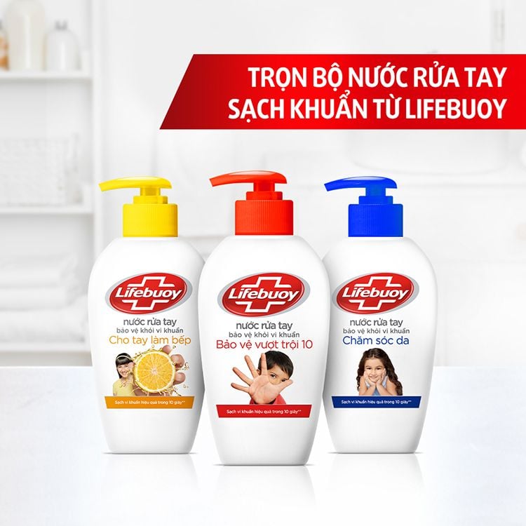 [180g] Nước Rửa Tay Bảo Vệ Khỏi Vi Khuẩn Lifebuoy - BẢO VỆ VƯỢT TRỘI 10