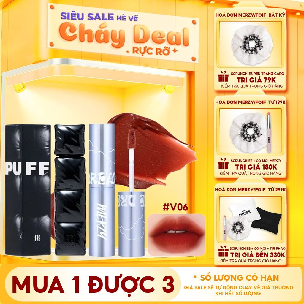 [NEW][V6 PUFFER] Son Kem Lì, Bền Màu, Lâu Trôi Merzy The First Velvet Tint