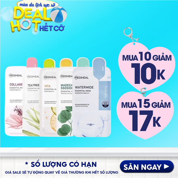 Mặt Nạ Miếng Cấp Ẩm, Hỗ Trợ Dưỡng Trắng, Cải Thiện Nếp Nhăn Mediheal Essential Mask (Teatree, Collagen, Vita, Placenta, Watermide, Madecassoside)
