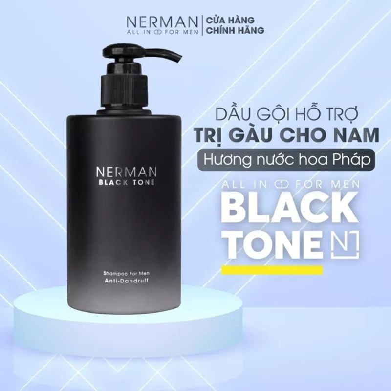 Dầu Gội Sạch Gàu Cho Nam Hương Nước Hoa Pháp Nerman Black Tone Anti-Dandruff Shampoo For Men 350g