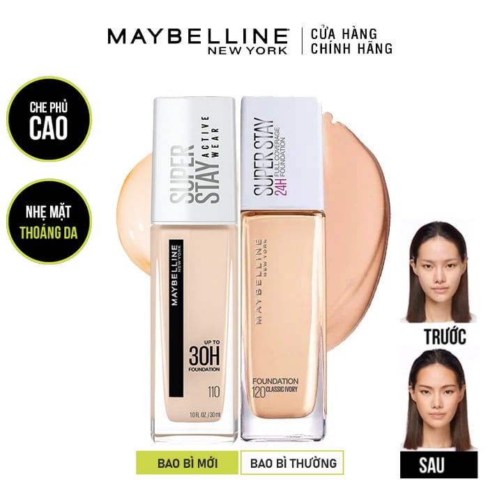 Kem Nền Che Phủ Hoàn Hảo, Bền Màu Lâu Trôi Maybelline Super Stay 30H Active Wear Foundation 30ml