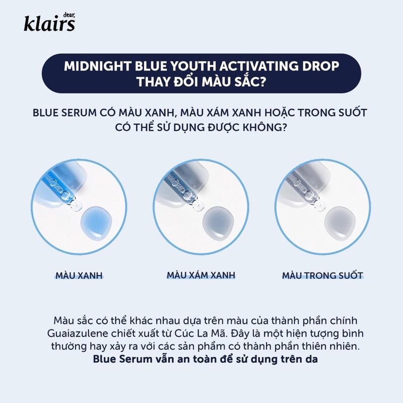 Serum Klairs Tinh Chất Dưỡng Làm Dịu, Phục Hồi Da Klairs Midnight Blue Youth Activating Drop 20ml